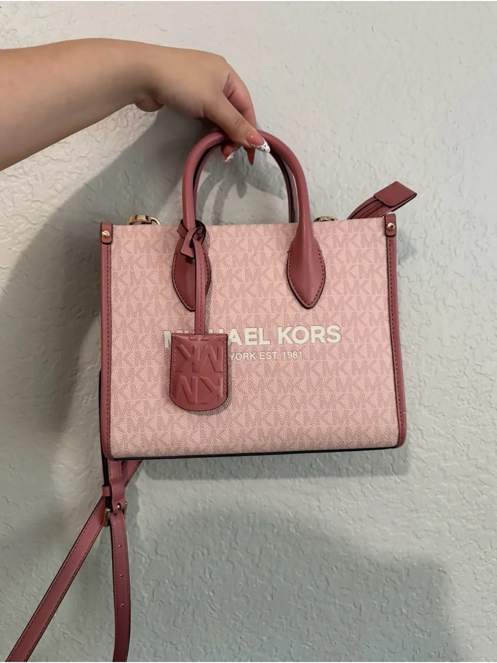 Michael Kors Blush Pink Logo Satchel with Rose Trim